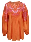 ALBERTA FERRETTI ALBERTA FERRETTI WOMEN'S  ORANGE POLYESTER BLOUSE