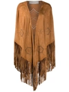 GOLDEN GOOSE WOMEN'S  BEIGE LEATHER PONCHO