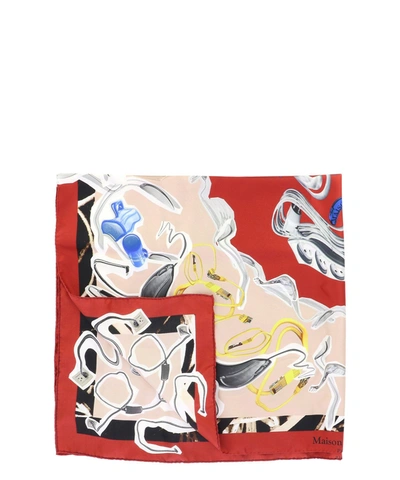 Maison Margiela Abstract-print Silk Scarf In Red