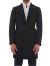 PARTHENOPE PARTHENOPE MEN'S  BLUE WOOL COAT