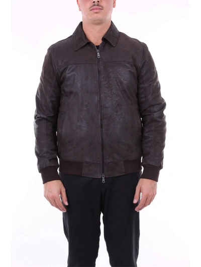 Emanuele Curci Men's  Brown Leather Outerwear Jacket