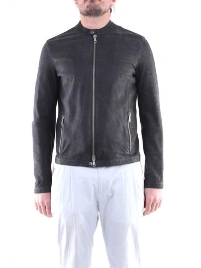 Emanuele Curci Men's  Black Leather Outerwear Jacket