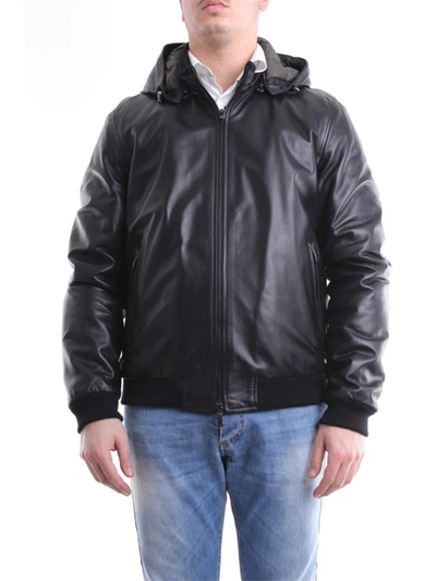 Emanuele Curci Men's  Black Leather Outerwear Jacket