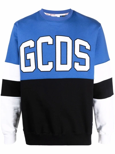 Gcds Colour-block Logo-print Sweatshirt In Blue