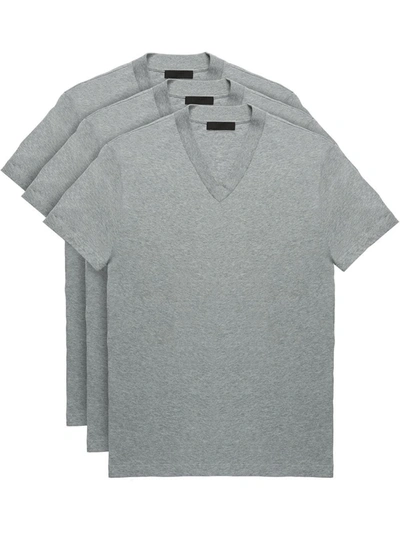 Prada Men's  Grey Cotton T Shirt