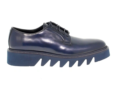 Cesare Paciotti Men's  Blue Leather Lace Up Shoes