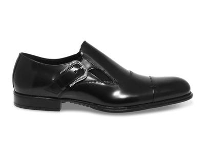 Cesare Paciotti Mens Black Leather Monk Strap Shoes