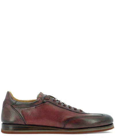 Fabi Mens Burgundy Leather Sneakers In Red