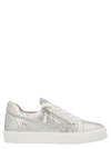 GIUSEPPE ZANOTTI GIUSEPPE ZANOTTI DESIGN MEN'S  SILVER LEATHER SNEAKERS