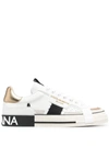 DOLCE E GABBANA DOLCE E GABBANA MEN'S  WHITE LEATHER SNEAKERS