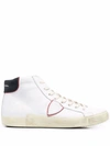 PHILIPPE MODEL MEN'S  WHITE LEATHER HI TOP SNEAKERS