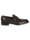 MORESCHI MEN'S  BROWN LEATHER LOAFERS