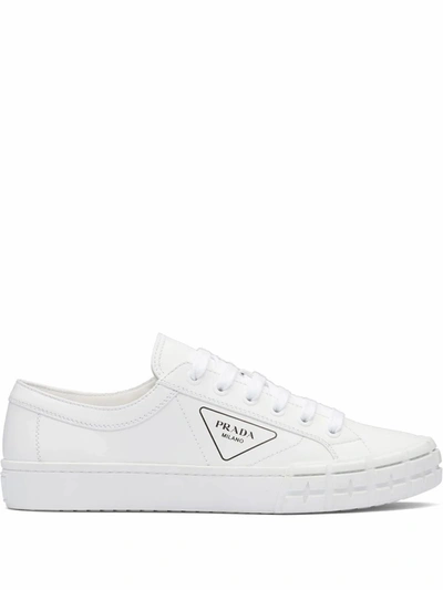 Prada Men's  White Polyester Sneakers