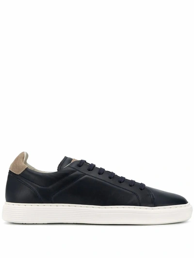 Brunello Cucinelli Navy Leather Airsole Sneakers In Blue