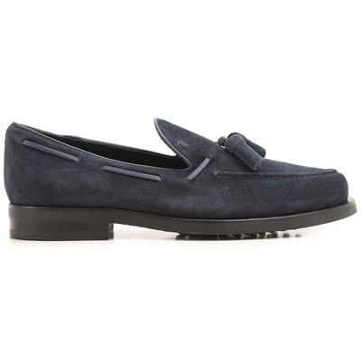Tod's Men's  Blue Suede Loafers