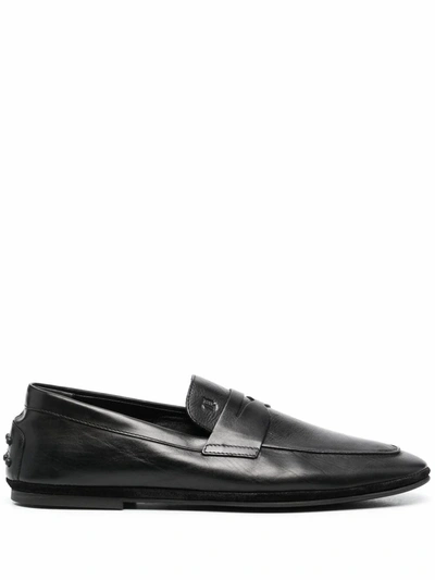 Tod's Mens Black Leather Loafers