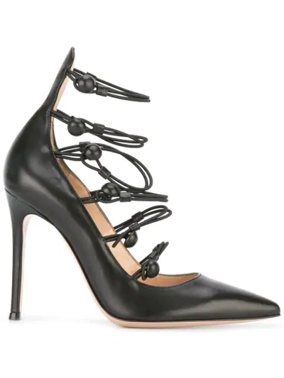 Gianvito Rossi Strappy Leather Point Toe Pumps In Black