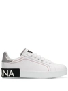 DOLCE E GABBANA DOLCE E GABBANA WOMEN'S  WHITE LEATHER SNEAKERS