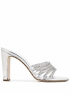 GIUSEPPE ZANOTTI GIUSEPPE ZANOTTI DESIGN WOMEN'S  SILVER LEATHER SANDALS