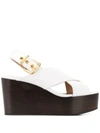 MARNI WOMEN'S  WHITE LEATHER WEDGES