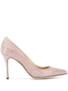 SERGIO ROSSI SERGIO ROSSI WOMEN'S  PINK LEATHER PUMPS