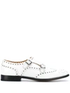 CHURCH'S WOMEN'S  WHITE LEATHER MONK STRAP SHOES