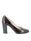TOD'S TOD'S WOMEN'S  BURGUNDY LEATHER PUMPS