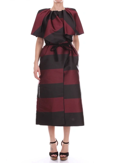 Albino Teodoro Women's Ab6100308neroebordeaux Black Leather Dress In Burgundy