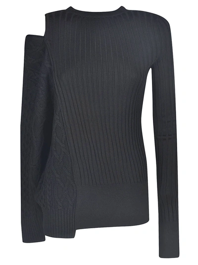 Sacai Cut-out Detail Woven Sweater In Black