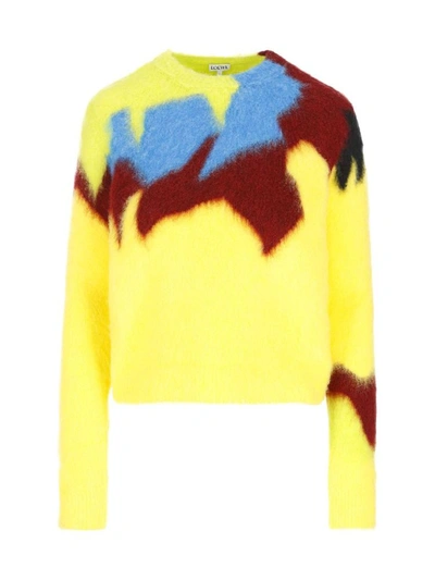 Loewe Intarsia-knit Jumper In Yellow,blue,red