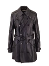 SAINT LAURENT SAINT L AU RENT WOMEN'S  BLACK LEATHER TRENCH COAT