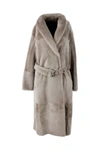 BRUNELLO CUCINELLI BRUNELLO CUCINELLI WOMEN'S  BEIGE LEATHER COAT