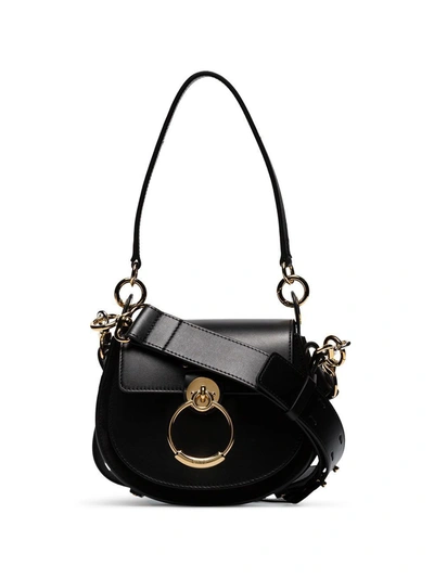 Chloé Tess Small Leather Shoulder Bag In Black