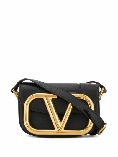 Valentino Garavani Supervee Small Leather Shoulder Bag In Black