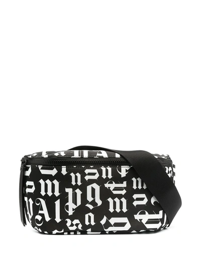 Palm Angels Belt Bag In Canvas With All Over Logo In Black