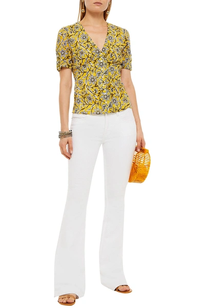 Antik Batik Maria Floral-print Cotton-gauze Blouse In Yellow