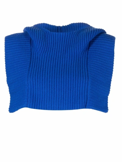 Isabel Marant Large Rib Knit Scarf In Blau