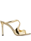Jimmy Choo Womens Anise 95 Liquid-gold Leather Heeled Sandals