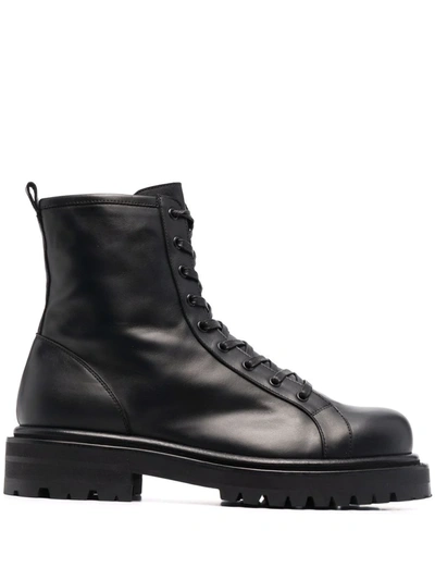 Just Cavalli Lace-up Leather Boots In Black