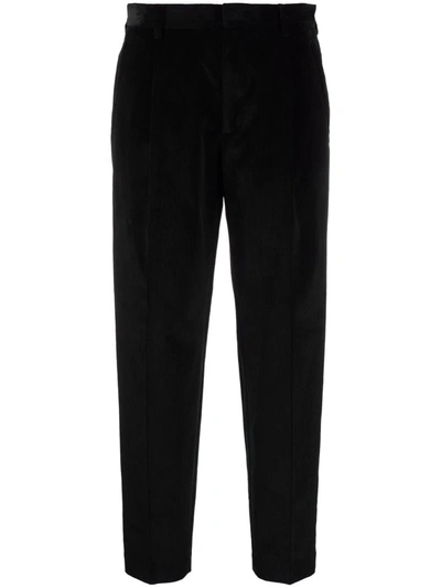 Woolrich Corduroy-detail Tapered Trousers In Black