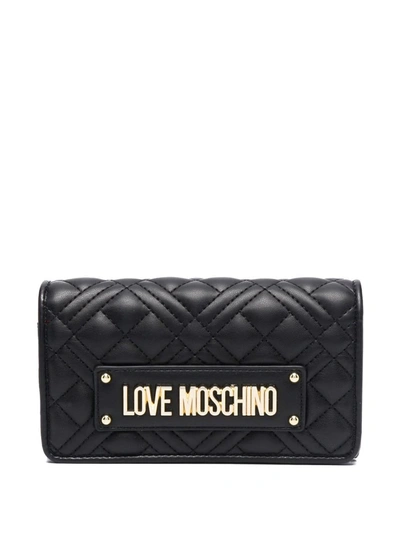 Love Moschino Quilted Faux-leather Wallet In 黑色