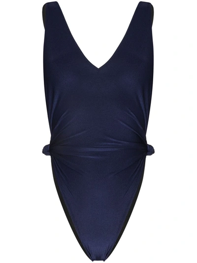 Adriana Degreas Solid Knot-detail Swimsuit In Blue