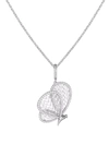 BOGHOSSIAN 18KT WHITE GOLD TITANIUM FIBER BUTTERFLY MEDIUM DIAMOND PENDANT NECKLACE