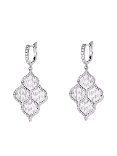 Boghossian 18kt White Gold Titanium Fiber Rain Diamond Drop Earrings In 银色