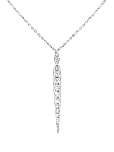 Boghossian 18kt White Gold Merveilles Icicle Diamond Medium Pendant Necklace In Silver