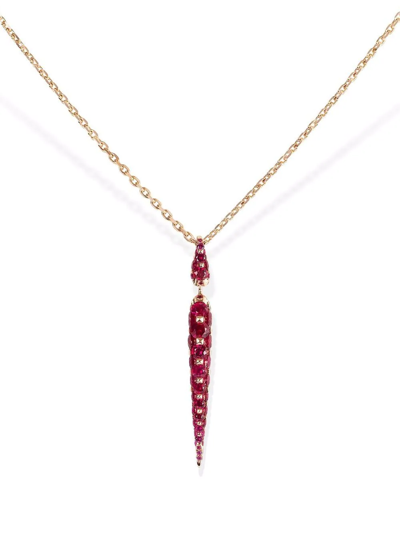 Boghossian 18kt Rose Gold Merveilles Icicle Ruby Small Pendant Necklace In Red