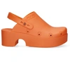 Xocoi Woman Slides In Orange Recycled Rubber With Logo In Pink
