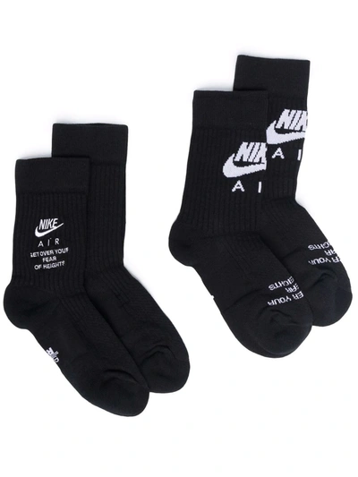 Nike Swoosh Logo-print Socks In 黑色