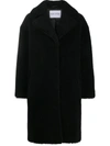 Stand Studio Camille Cocoon Oversized Faux Shearling Coat In Black