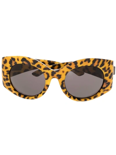 Balenciaga Bold Animal-print Round-frame Sunglasses In 레오파드